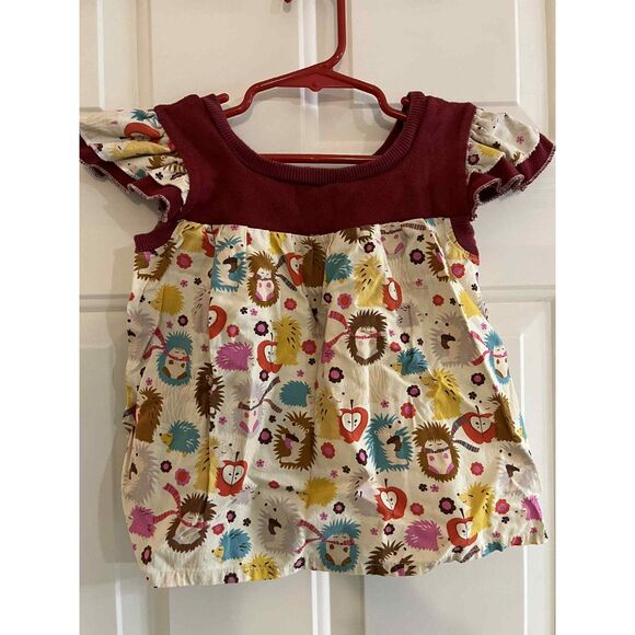 Just Me Kids Boutique Handmade Shirt Girls 3/4 Hedgehog Apple Fall Thanksgiving - Picture 1 of 5